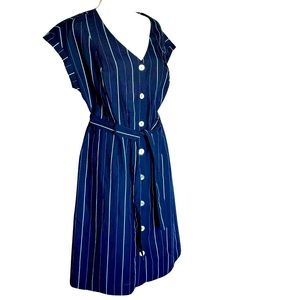 Navy Stripe Shirt Dress Sz M